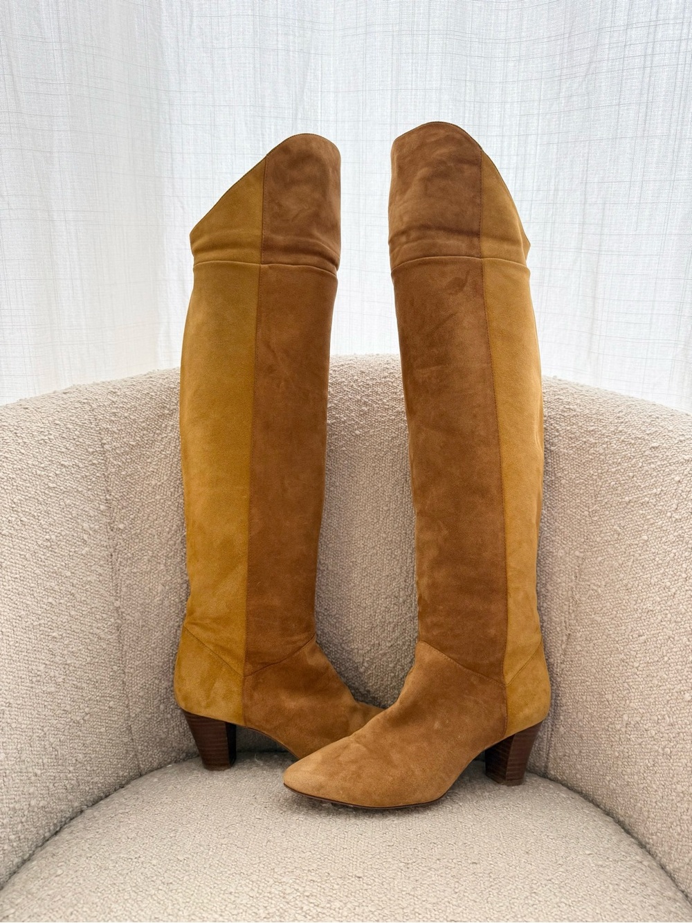 ba&sh Two-Tone Camel Cerra Knee-High / Over-the-Knee Slouchy Boots - US 7 (37) - Picture 7 of 8